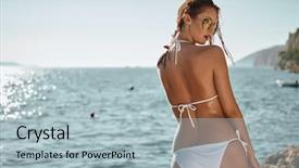  Presentation with luxury gold - Slide deck consisting of sexy tanned body flat stomach background and a light blue colored foreground