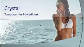  Presentation with luxury gold - Presentation theme having sexy tanned body flat stomach background and a sky blue colored foreground