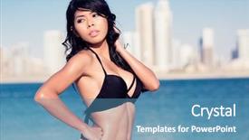  Presentation with sexy girl - Beautiful PPT theme featuring sexy tourist girl in dubai backdrop and a  colored foreground
