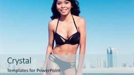  Presentation with sexy girl in stars - PPT theme having sexy tourist girl in dubai background and a  colored foreground