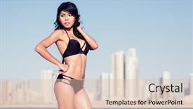  Presentation with sexy girl in stars - Presentation theme having sexy tourist girl in dubai background and a  colored foreground