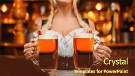  Presentation with pub - Beautiful slide set featuring sexy waitress holds two mugs backdrop and a tawny brown colored foreground