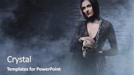  Presentation with halloween - Theme with sexy witch in the dungeon background and a ocean colored foreground