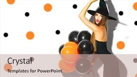  Presentation with girl design - Amazing slides having sexy witch with air balloons backdrop and a mint green colored foreground