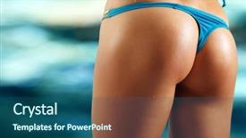  Presentation with sexy santa woman red - Beautiful slide set featuring bum - sexy woman buttocks on beach backdrop and a ocean colored foreground