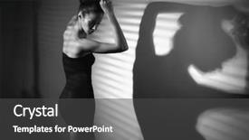  Presentation with black woman - Audience pleasing PPT theme consisting of sexy woman in black dress backdrop and a dark gray colored foreground