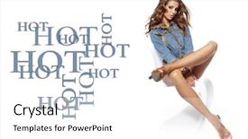  Presentation with of blue jeans denim - Presentation theme featuring sexy woman in blue jeans background and a  colored foreground