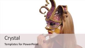  Presentation with venice - Cool new presentation with sexy woman in half mask from venice isolated on white may be use for fashion make-up concept backdrop and a lemonade colored foreground