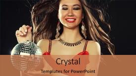 Presentation with disco ball - Slides enhanced with sexy woman in red dres background and a coral colored foreground
