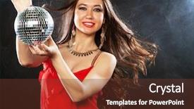  Presentation with disco ball - Cool new slide set with sexy woman in red dres backdrop and a tawny brown colored foreground