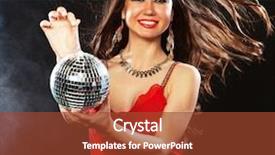  Presentation with disco ball - PPT theme featuring sexy woman in red dres background and a tawny brown colored foreground