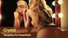  Presentation with mirror - PPT theme featuring sexy woman looking at mirror background and a tawny brown colored foreground