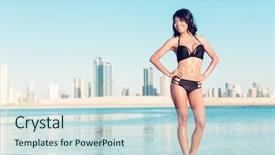  Presentation with sexy santa woman red - Beautiful slides featuring sexy woman on dubai city backdrop and a  colored foreground