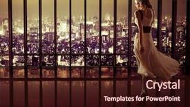  Presentation with night city - Colorful slide set enhanced with sexy woman over night city backdrop and a wine colored foreground