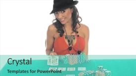  Presentation with black woman - Slide set with texas hold 'um poker generic background and a  colored foreground