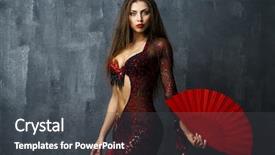  Presentation with traditional dancing - Slide set with sexy woman traditional spanish flamenco background and a dark gray colored foreground