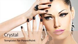  Presentation with mens fashion black - Colorful slide deck enhanced with sexy woman with black nail backdrop and a coral colored foreground