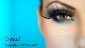  Presentation with makeup - Audience pleasing slides consisting of sexy woman with outstanding makeup backdrop and a teal colored foreground