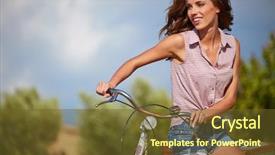 Presentation with road bike - Theme featuring sexy woman with vintage bike in a country road background and a tawny brown colored foreground