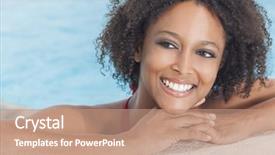  Presentation with pool side - Slides featuring sexy young african american girl background and a coral colored foreground