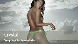  Presentation with sea water - PPT theme having sexy young asian topless background and a gray colored foreground
