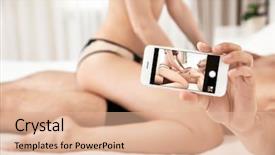  Presentation with sex - PPT theme having sexy young couple taking selfie background and a coral colored foreground