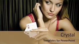  Presentation with sexy girl in stars - Colorful presentation theme enhanced with sexy young girl in casino backdrop and a coral colored foreground
