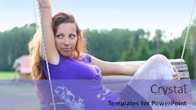  Presentation with sexy girl - Beautiful PPT theme featuring sexy young girl outdoors backdrop and a light blue colored foreground