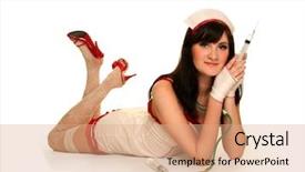  Presentation with nursing to nurse communication - Presentation theme enhanced with sexy young nurse isolated background and a coral colored foreground