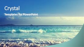  Presentation with sunset beach - Presentation theme with seychelles beach in sunset time background and a teal colored foreground