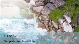  Presentation with beach rocks - Audience pleasing theme consisting of seychelles island white tropical paradise beach turquoise sea and granite rocks aerial landscape la digue grand anse beach seascape backdrop and a light blue colored foreground