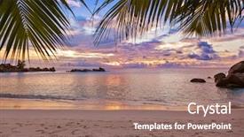  Presentation with tropical beach sunset - Amazing presentation having seychelles-tropical-beach-at-sunset backdrop and a coral colored foreground