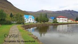  Presentation with iceland - Slide set enhanced with seydisfjordur-resort-in-east-iceland background and a violet colored foreground