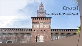  Presentation with sunny sky - Beautiful presentation featuring sforza-castle-filarete-tower-blue backdrop and a light blue colored foreground