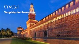  Presentation with castle wall - Theme having sforzesco-castle-outer-wall background and a cobalt blue colored foreground