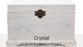  Presentation with close up wooden decking - Audience pleasing presentation consisting of shabby chic - old wooden trunk closed distressed backdrop and a light gray colored foreground