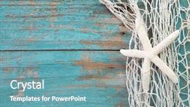  Presentation with fishing net - Cool new PPT theme with shabby chic - starfish in a fishing net backdrop and a teal colored foreground