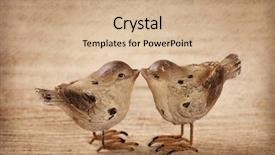  Presentation with birds - Beautiful PPT theme featuring shabby chic - two birds on brown background backdrop and a coral colored foreground