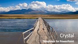  Presentation with broken bridge - Slide deck enhanced with shabby wooden bridge background and a gray colored foreground