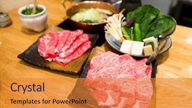  Presentation with shabu - Beautiful slide set featuring shabu shabu and sukiyaki japanese food backdrop and a gold colored foreground