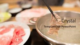  Presentation with shabu - Theme having shabu shabu and sukiyaki background and a coral colored foreground