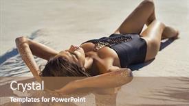  Presentation with black sea - Cool new slides with shades - beautiful girl sunbathing backdrop and a coral colored foreground
