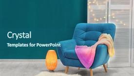  Presentation with spruce - Presentation theme featuring shades - trendy armchair with folding screen background and a ocean colored foreground