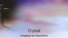  Presentation with shadow - Presentation having digital composite of wooden cross in shadow and blurry purple transition background and a light blue colored foreground