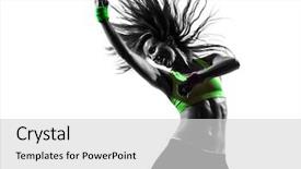  Presentation with fitness - PPT theme featuring shadow dance - one caucasian woman exercising fitness background and a light gray colored foreground