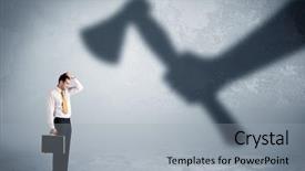  Presentation with shadow - Presentation theme consisting of shadow hand holding an axe background and a light gray colored foreground