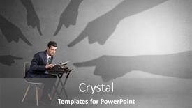  Presentation with shadow - Amazing presentation design having shadow hand pointing at a small afraid worker backdrop and a gray colored foreground
