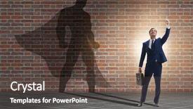  Presentation with superhero - Presentation with shadow leader - businessman with aspiration of becoming background and a dark gray colored foreground