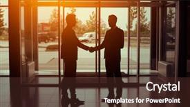  Presentation with partnership - Cool new PPT layouts with shadow leader - silhouette of business partnership handshake backdrop and a  colored foreground
