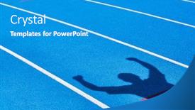  Presentation with finish line - Colorful slide deck enhanced with shadow-of-an-athlete-celebrating backdrop and a teal colored foreground
